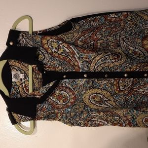 Ivy Jane S Tunic Top Paisley Print Button Down